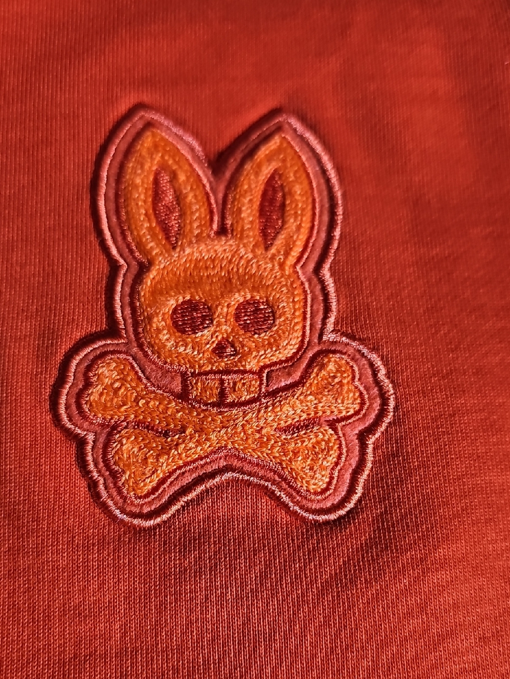 Psycho Bunny Long Sleeve Tee in Red with Orange Embroidered Logo